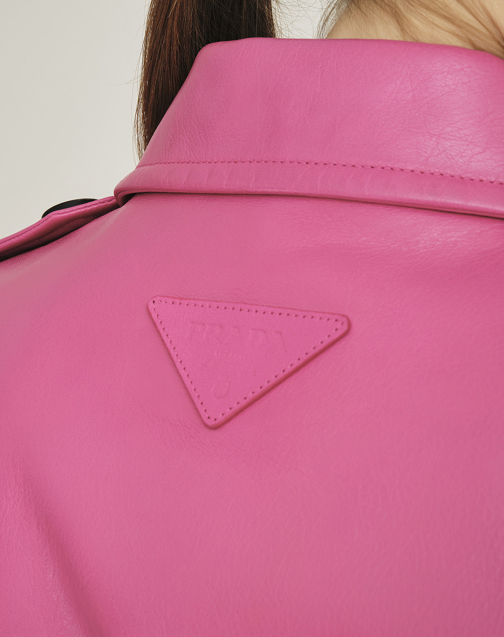 Prada- Pink Leather Double Breasted Trenchcoat 40 SIZE